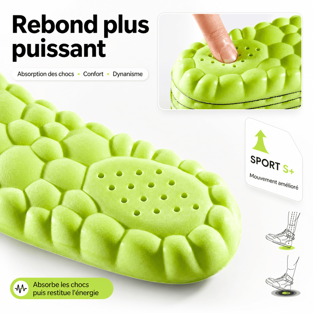 Semelles 4D Sport Ultra Douces Anti-Chocs pour Pieds 4 Semelles 4D Sport Ultra Douces Anti-Chocs pour Pieds – Image 4